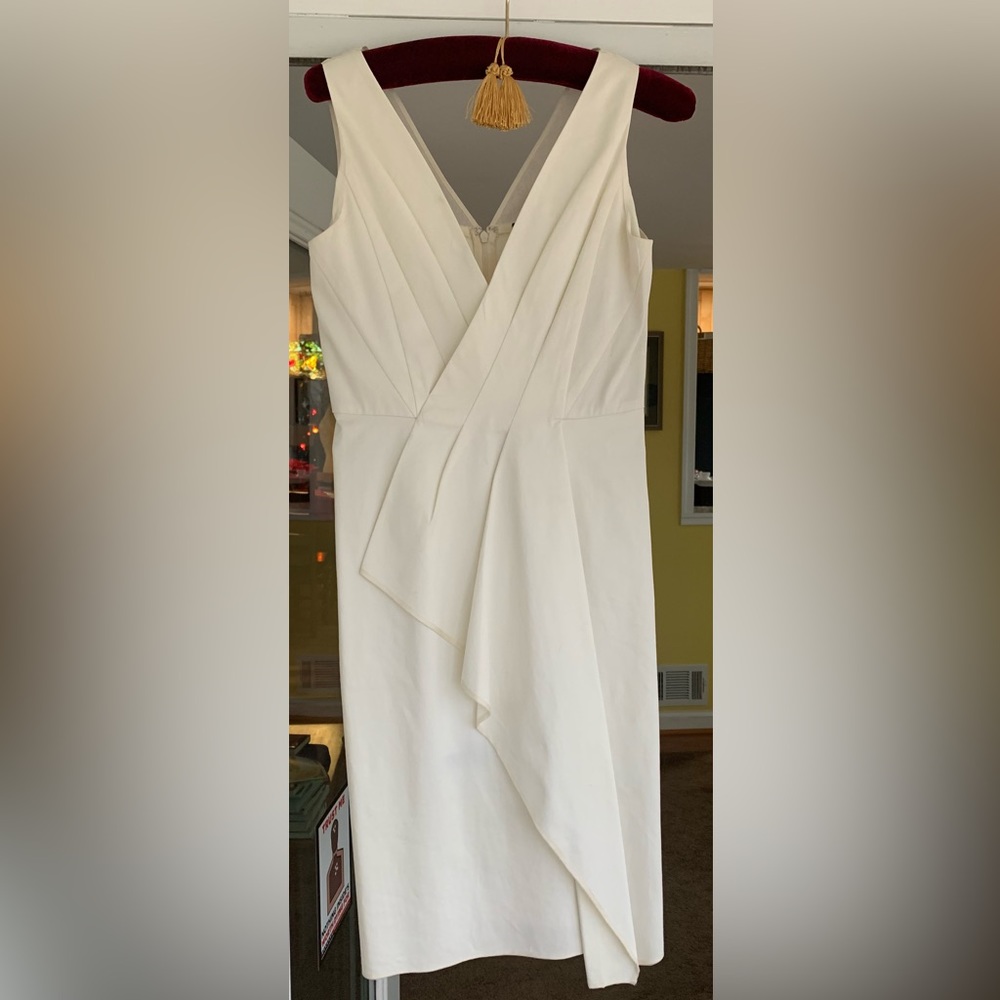 Rachel Roy tailored spring cocktail dress in white
